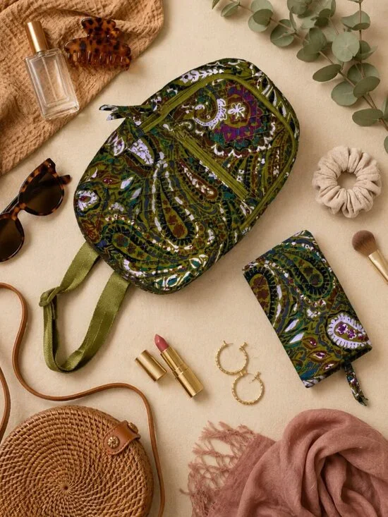 Vera Bradley Paisley Mini Backpack & Wallet Set Quilted Cotton