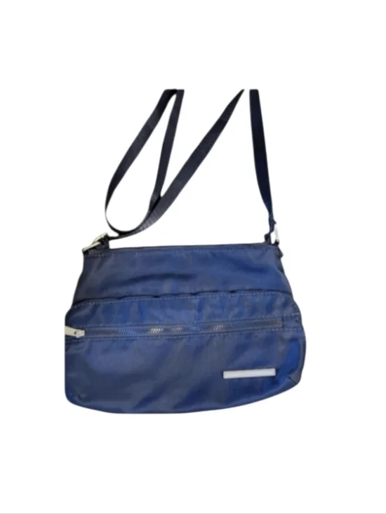 Crossbody Purse Multipocket Nylon Bag Blue Gray Lining