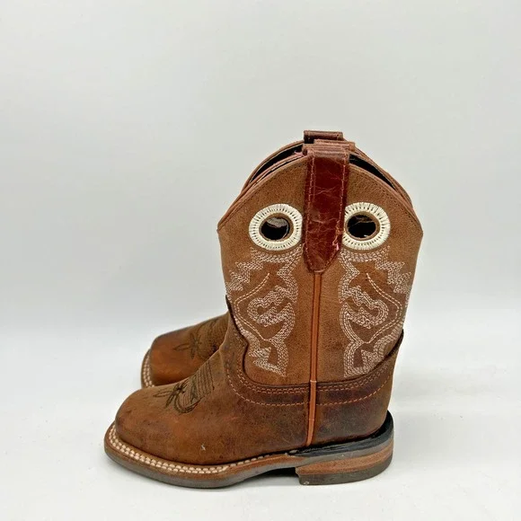 Veretta Boots Kids‎ Size 15 Western Leather Brown Embroidered Cowboy Kidcore