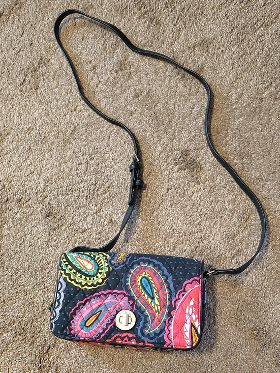 Vera Bradley Navy Quilted Crossbody with Multicolor Paisley