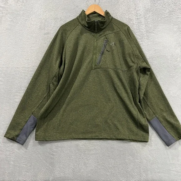The North Face 1/2 Zip Pullover Mens 2XL Green Mock Neck Top Pocket Hiking‎