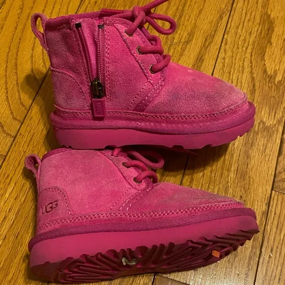 Girls' Pink‎ Ugg Toddler Neumel II Suede Shearling Boots Size 8 1017320T