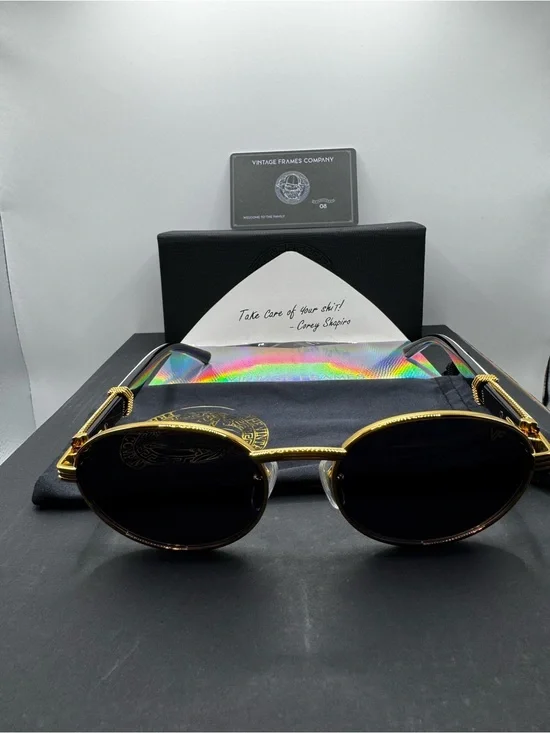 1 of 1 Vintage Frames Co Buffalo Horn Sunglasses | Black & White Split Buffs 24K