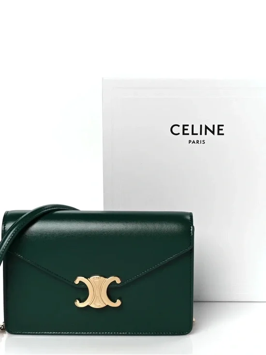 Celine Racing Green Triomphe Crossbody Bag with Gold Hardware LIMITED EDITION