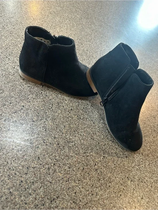 Black Suede Ankle Booties - Classic Side-Zip