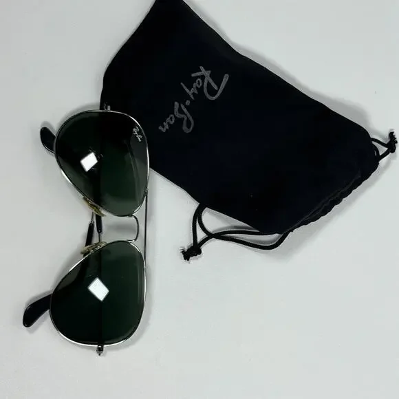RAY BAN Sunglasses Metal Aviator Gray Full Frame RB3025 W0879 58-14 Green