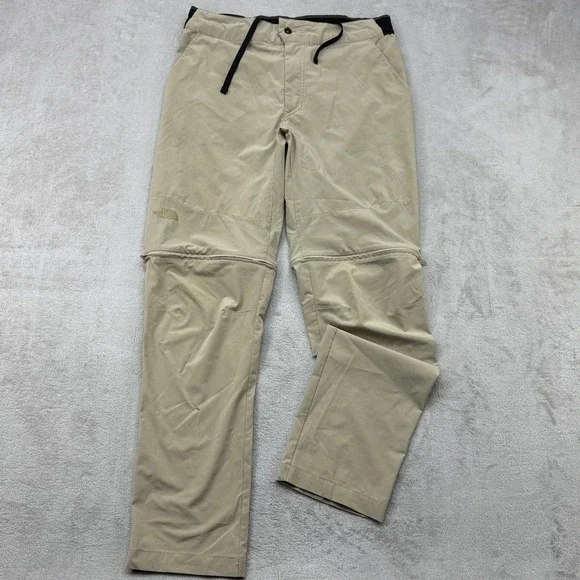 The North Face Convertible Pants Mens 34x30 Khaki Tan Zip Off Hiking NF0A3SO8