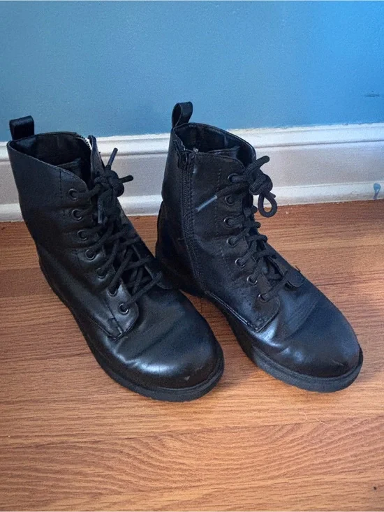 Black Lace-Up Combat Boots