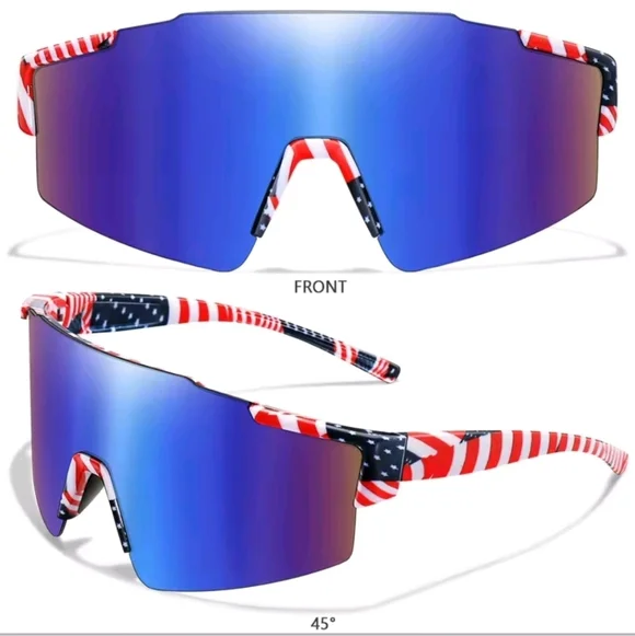 Oversized Patriotic Blue Men's Cyclist Sunglasses