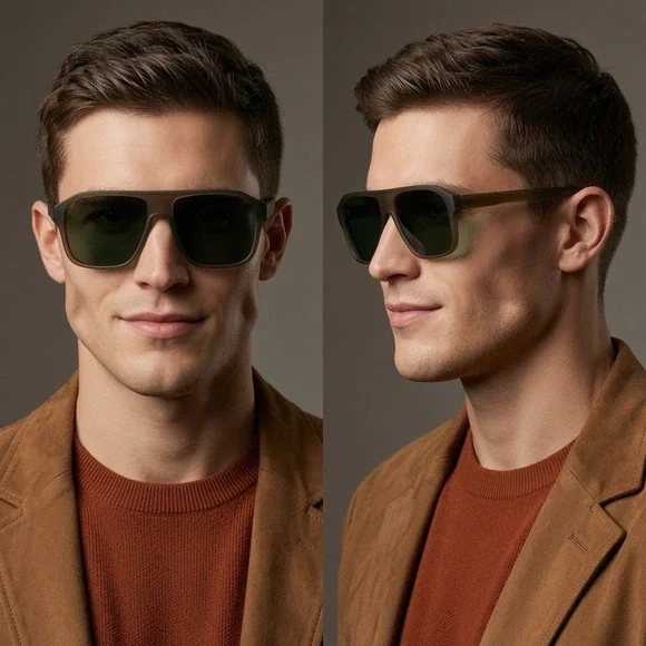 Men Designer Style Sunglasses  Military Green, Matte Finish UV400 Protection New