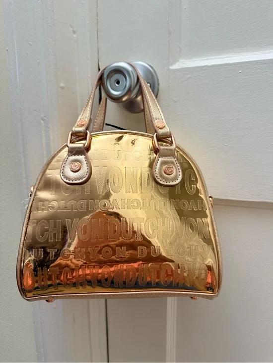 Von Dutch Metallic Rose Gold Mini Dome Satchel
