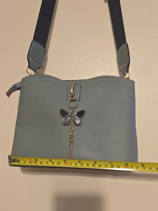 Elegant Sage Green Butterfly Accent Crossbody Bag