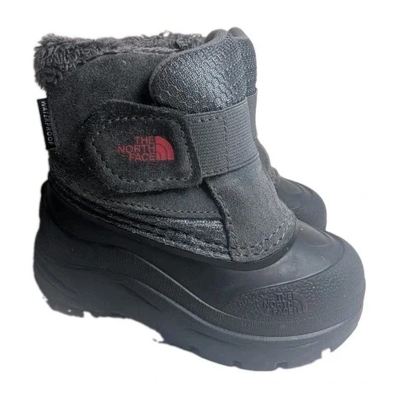 QThe North Face Toddler Snow Boots Size 6 Waterproof Heatseeker Black Gray