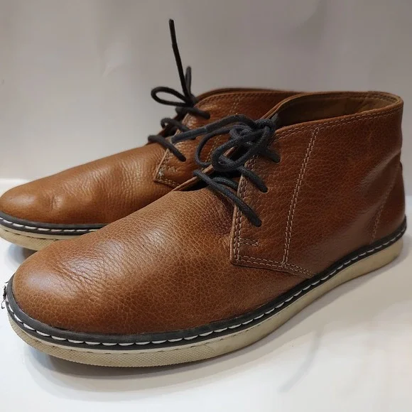 Johnston & Murphy Boots Boys Sz 3 Brown Leather Chukka Casual Lace Up 28-3852