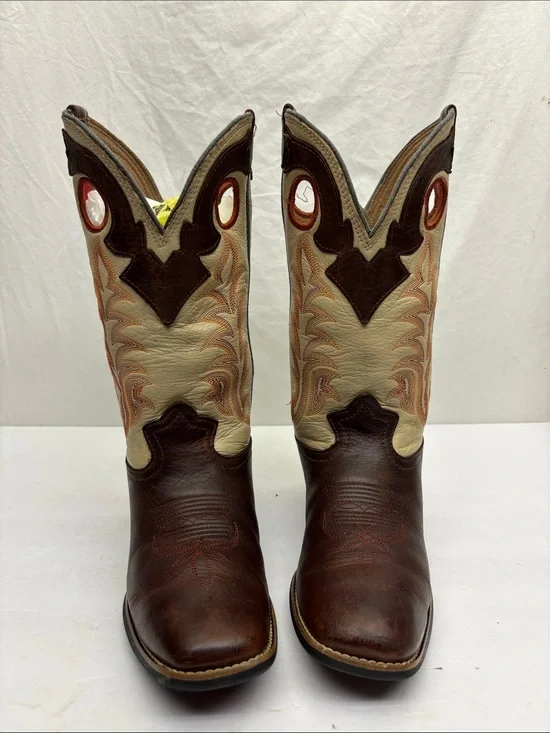 Tony Lama Brown and Cream Western Cowboy Boots, SZ 13.5 for little boy