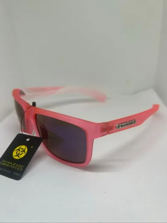 Biohazard Frosted Pink Mirrored UV400 Sunglasses NWT