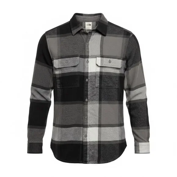 The North Face Flannel Shirt Men's Size Small Heavy Black/Gray Plaid Never Worn