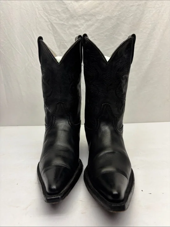Houston Black Leather Western Cowboy Boots, SZ 21.5 Méx, 1.5 US for little boy
