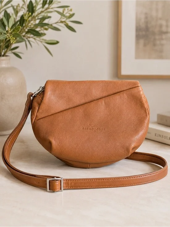 Bruno Rossi Made in Italy Brown Leather Crossbody Handbag Purse Like New