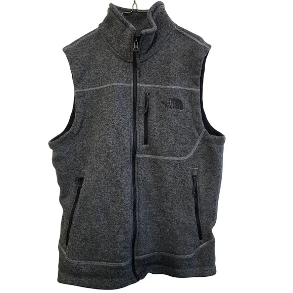 The‎ North Face Men's Fleece Vest Gray Full Zip Pockets Size Medium