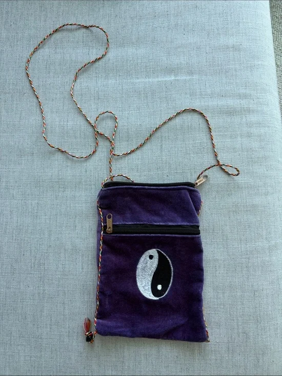Purple Yin Yang Crossbody Pouch Bag
