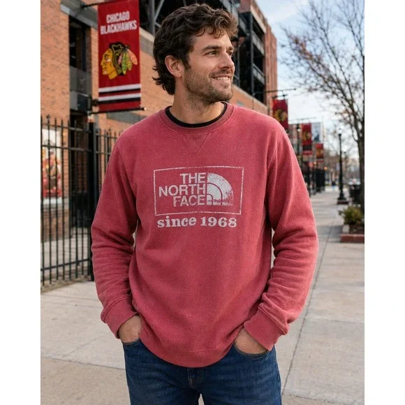 The North Face Since 1968 Crewneck Sweatshirt XXL Red Vintage Distressed Logo