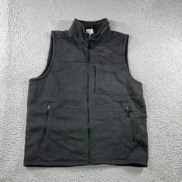 The North Face Gordon Lyons Fleece Vest Men XL Black Full Zip‎ Sweater Knit