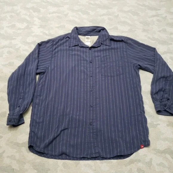 The North Face Shirt Mens XL Blue Long Sleeve Button Up Striped Outdoors Travel