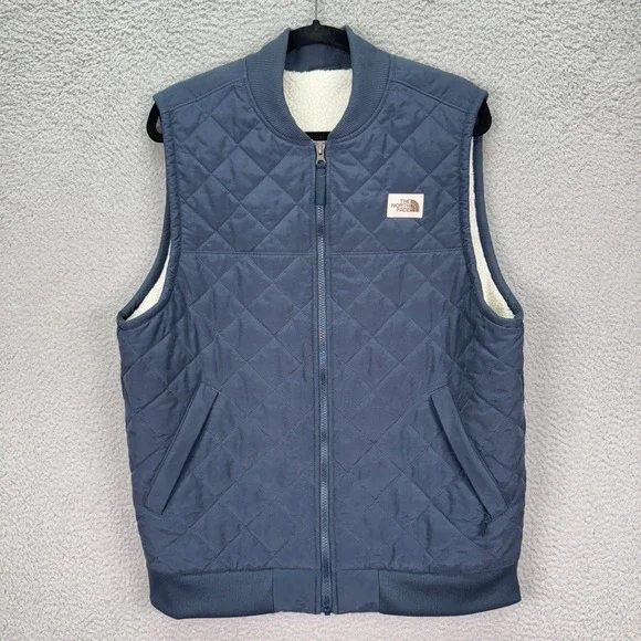 North‎ Face Vest Mens L Gray Blue Cuchillo Insulated Vest 2.0 Quilted Outdoor