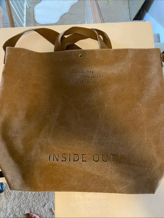 Brown Canvas Crossbody Tote - Casual Everyday Bag