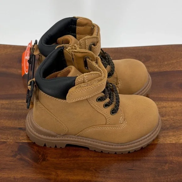 Tan Tucker Boot Toddler Boys Size 8 Work Boots Side Zip Memory Foam NEW