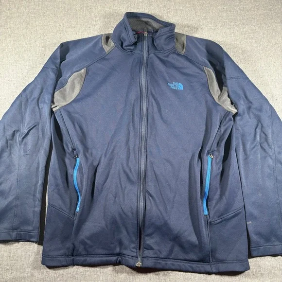 The North Face Fleece Jacket Mens Large Blue‎ Full Zip Mock Neck Technical Layer