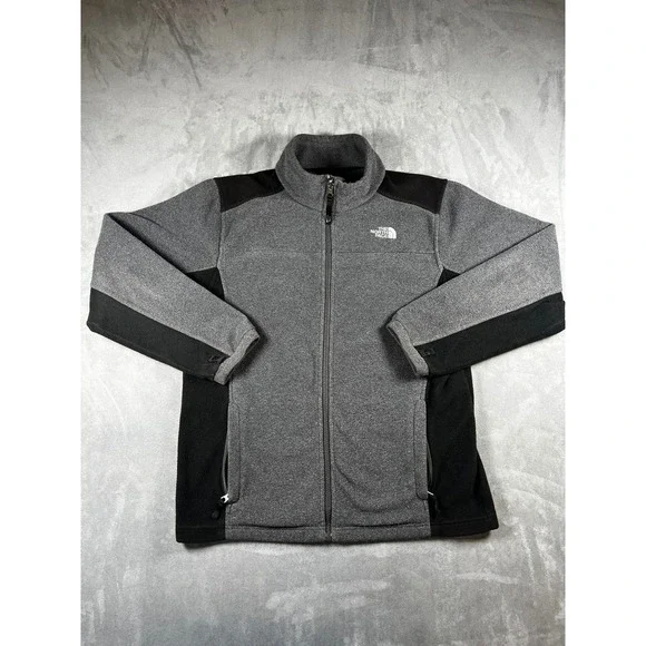 The North Face Jacket Mens Medium Gray Black Fleece Full Zip Outdoor‎ Hiking