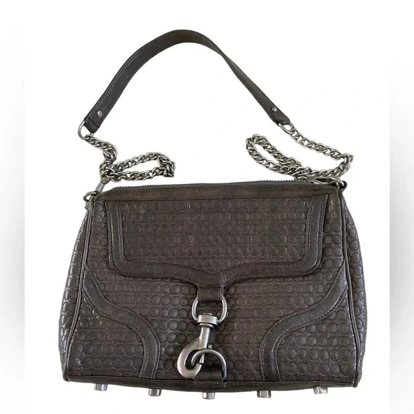 Rebecca Minkoff Quilted Leather crossbody gray ,silver hardware, great condition