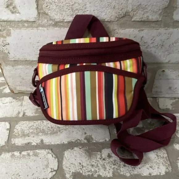 Bring Your Own Small Multicolor Striped Shoulder Bag with Zipper & Inner Pockets