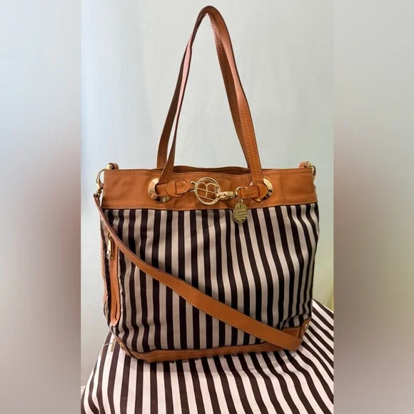 Henri Bendel Centennial Signature Stripe Bucket Crossbody w/ dustbag