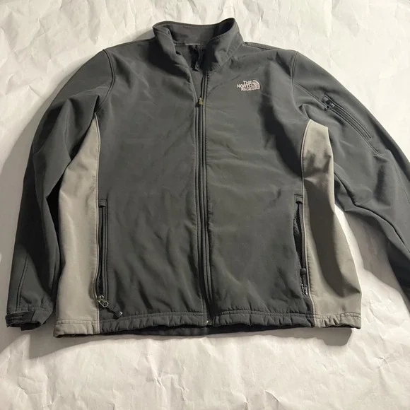 The North Face Apex Softshell Jacket Mens Full‎ Zip Gray Windbreaker Outerwear L