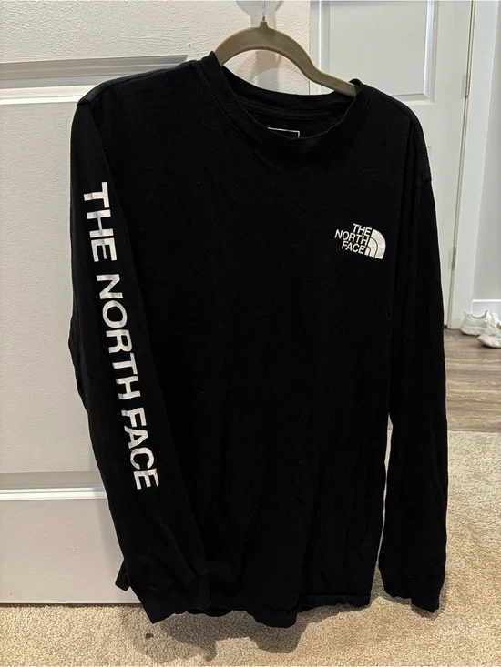 The North Face Black Long-Sleeve Logo Tee with Sleeve Branding
