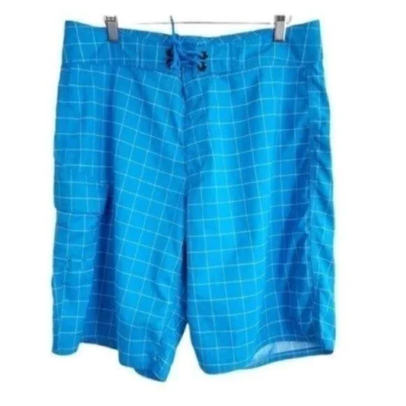 The North Face Men’s blue Swim Board shorts size 34 Grid Pattern