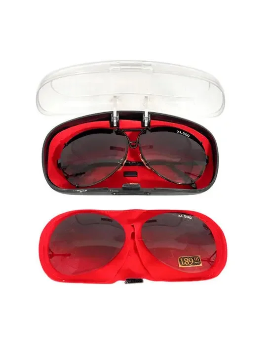 XL 500 Aviator Sun Glasses Hipster Black Metal Frame Extra Lenses Original Case