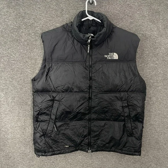The North Face Nuptse Vest Mens XL Black‎ 700 Fill Down Puffer Hooded Full Zip