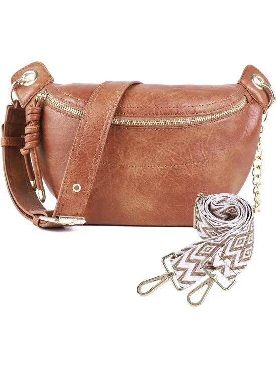 Trendy Women's Fanny Pack Waist Bag - Stylish Crossbody Chest Purse with 2