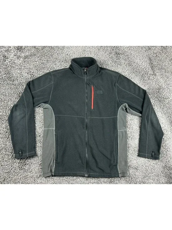 The North Face Polartec Fleece Jacket Mens Medium Full Zip Black Grey