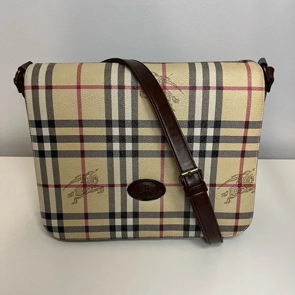 Burberry Vintage Nova Check Classic Haymarket Leather Bag Shoulder Crossbody Bag
