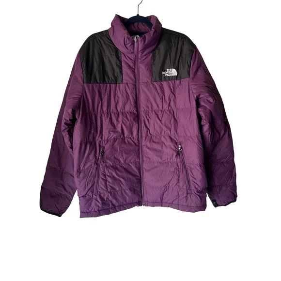 The North Face 550 Down Puffer Jacket Mens Large Purple Black Full Zip