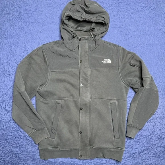 The North Face Mens Sherpa Lined Hooded Jacket Black Large Full Zip Softshell