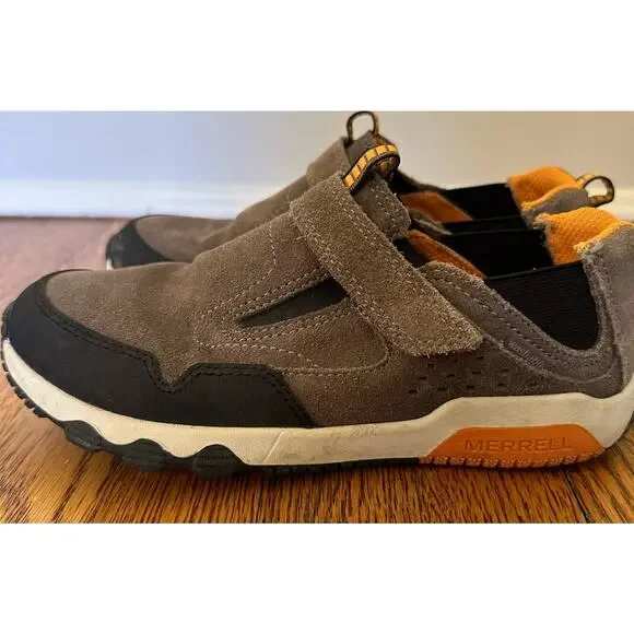 Merrell Kids Brown and Orange Slip-On Hiking Shoes