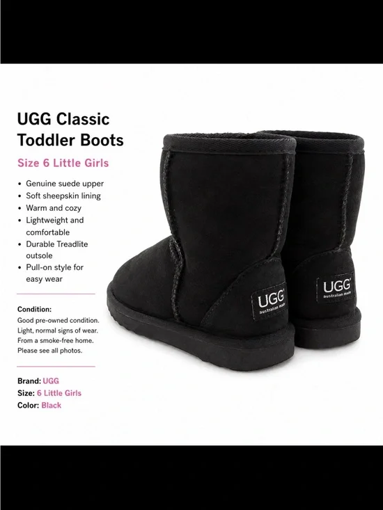UGG Kids Classic Short Boots - Black