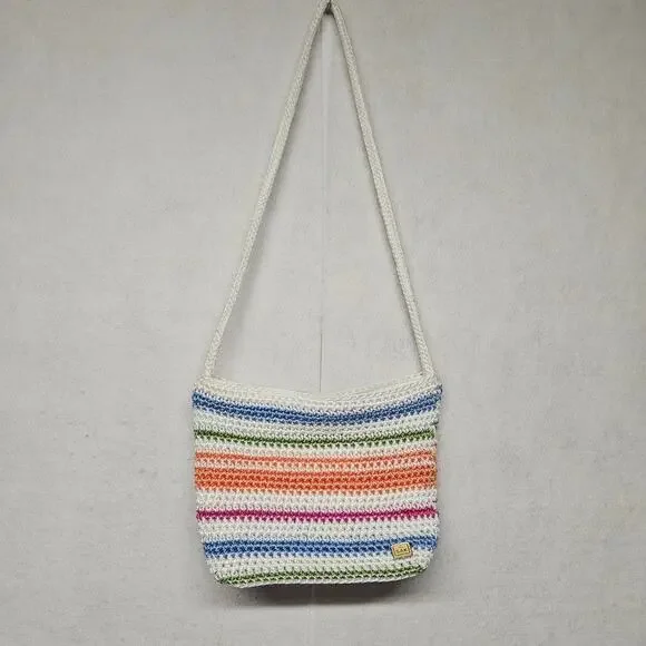 The Sak Riviera Crochet Crossbody Bag Multi-Color Pastel Rainbow Stripe