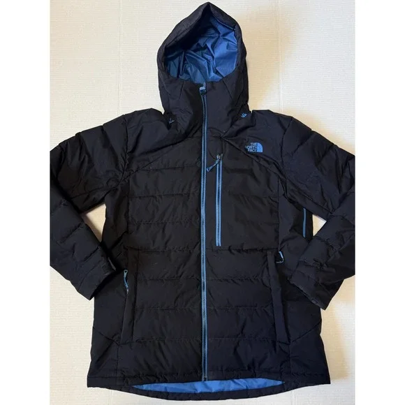 THE NORTH FACE Pro Project - Men's Insulated Down Jacket Black Blue Hooded - XL